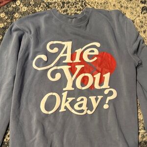 Gray Sweatshirt with Red Heart Graphic